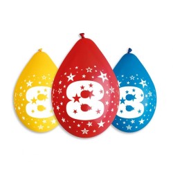 Happy Birthday Star Happy Birthday 8 Hanging Balloons, 5 pcs 12 inch (30 cm)