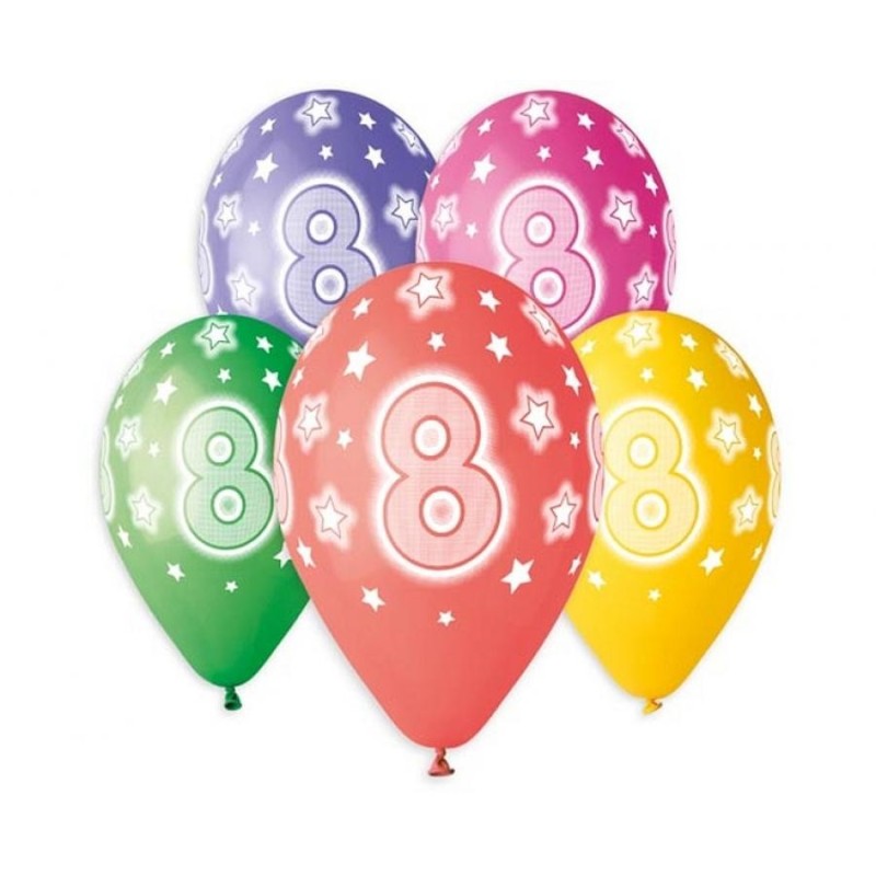 Ballons Joyeux Anniversaire Étoile, 8 pièces, 13 pouces (33 cm)