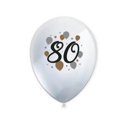 Happy Birthday Milestone Happy Birthday 80 Balloons, 6 pcs 11 inch (27.5 cm)