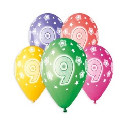 Happy Birthday Star Happy Birthday 9 balloons, 5-piece set 13 inch (33 cm)