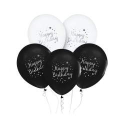 Ballon d'anniversaire noir « Joyeux anniversaire », 5 pièces 12 pouces (30 cm)