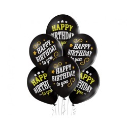 Happy Birthday Black Happy Birthday balloon, 6 pcs 12 inch (30cm)