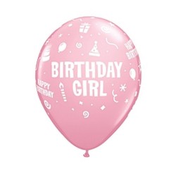 Happy Birthday Pink Happy Birthday Girl balloon, 6 pcs, 11 inches (28 cm)