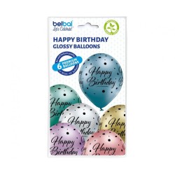 Happy Birthday Happy Birthday Glossy Balloon, 6 pcs 12 inch (30cm)