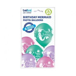 Mermaid Happy Birthday Mermaid, balloon, 6 pcs 12 inch (30cm)