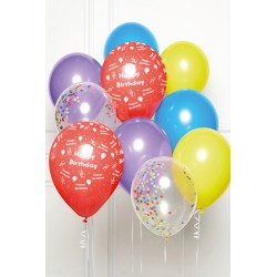 Colour Rainbow Happy Birthday balloon, 10 pcs set 11 inch (27.5cm)