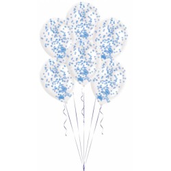 Colour Blue Blue confetti-filled balloon, 6 pcs 11 inch (27.5 cm)