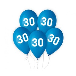 Happy Birthday Blue Blue Happy Birthday 30 balloons, pack of 5, 12 inch (30cm)