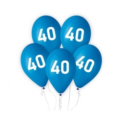 Ballon d'anniversaire bleu « Happy Birthday 40 », 5 pièces 12 pouces (30 cm)