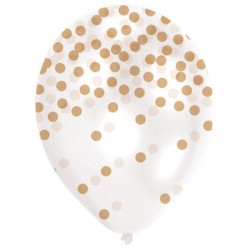 Colour Gold Confetti Balloon, 6 pcs 11 inch (27.5cm)