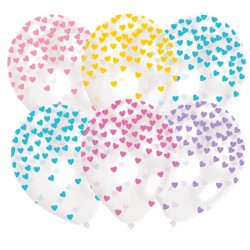 Ballon Confetti Coeur Coloré, 6 pièces, 11 pouces (27,5 cm)