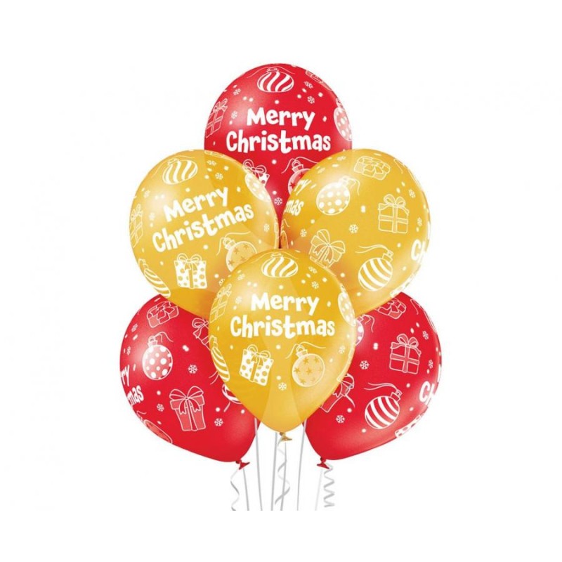 Christmas Merry Christmas, balloon pack of 6, 12 inch (30 cm)