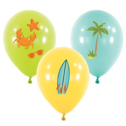 Summer Surf Party balloon, 6 pcs 11 inch (22.8 cm)