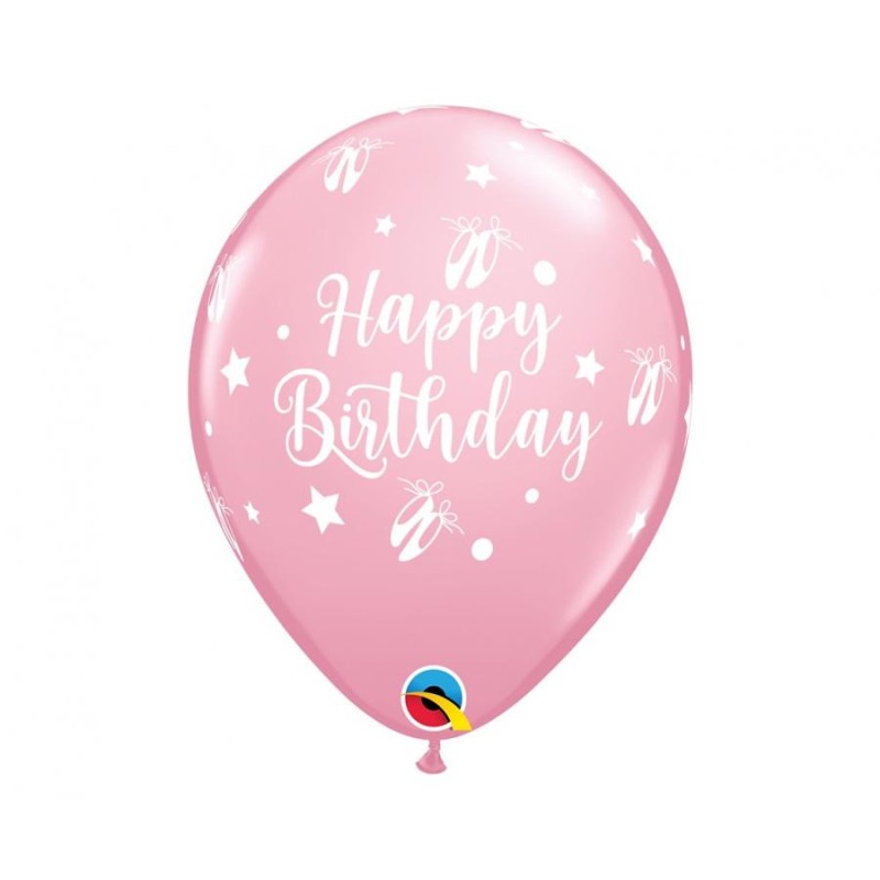 Happy Birthday Pastel Pink Ballerina, Ballerina Balloon, pack of 6 balloons, 11 inch (28 cm)