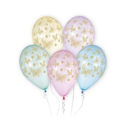 Butterfly Golden Butterflies, balloon, 5 pcs 13 inch (33 cm)