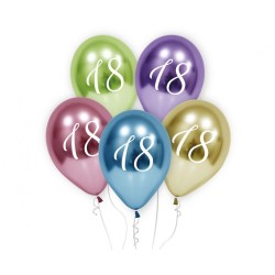 Ballon d'anniversaire platine Happy Birthday 18, 5 pièces 12 pouces (30 cm)