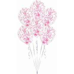 Colour Pink Pink confetti-filled balloon, 6 pcs 11 inch (27.5 cm)