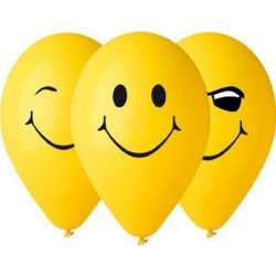 Ballon jaune avec smiley émoji, 5 pièces de 30 cm (12 pouces)