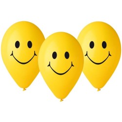 Ballon jaune avec smileys émoticônes, 5 pièces, 30 cm (12 pouces)