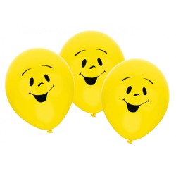 Ballon ensoleillé avec sourire émoji, 6 pièces de 9 pouces (22,8 cm)