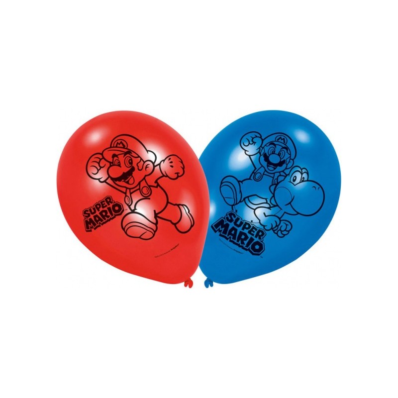 Super Mario Mushroom balloon, 6 pcs 9 inch (22.8 cm)