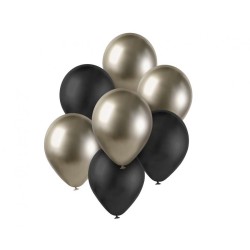 Colour B&C Prosecco-Black balloon set, 7 pcs 12 inch (30cm)