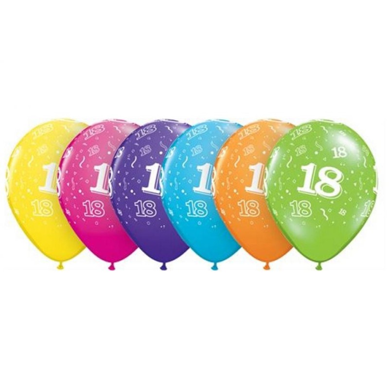 Ballon d'anniversaire coloré pastel « Happy Birthday 18 », 6 pièces de 11 pouces (28 cm)