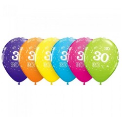 Ballon d'anniversaire coloré pastel « Happy Birthday 30 », lot de 6, 28 cm (11 po)