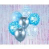 Colour Happy Birthday Silver-Blue, Silver-Blue balloon set of 7 pcs 30cm (12 inch)