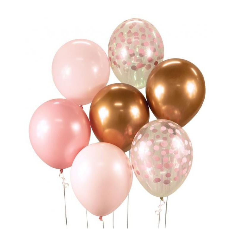 Colour Pink-Copper balloon set of 7 pcs 12 inch (30 cm)