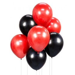 Colour Red-Black balloon set, 7 pcs, 12 inch (30cm)