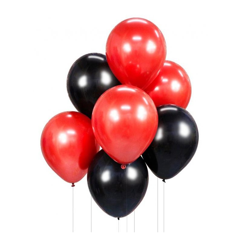 Colour Red-Black balloon set, 7 pcs, 12 inch (30cm)