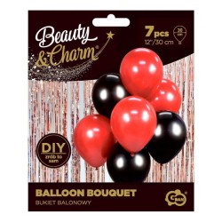 Colour Red-Black balloon set, 7 pcs, 12 inch (30cm)