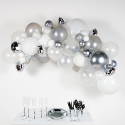 Colour Silver balloon garland set, 66 pieces