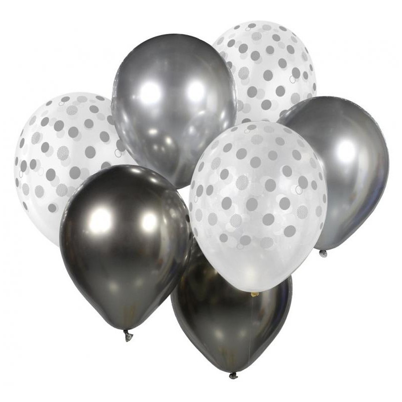 Ensemble de ballons couleur argent-graphite, 7 pièces. 12 pouces (30 cm)