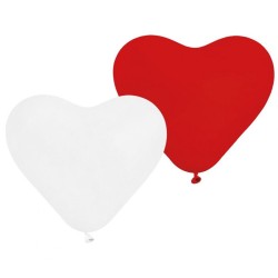 Love Red-White Colorful Heart Balloon, Pack of 5 Balloons 10 inch (25 cm)