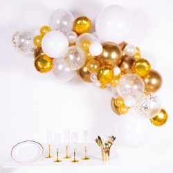 Colour White Gold balloon, garland set with 66 pieces