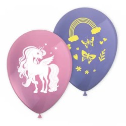 Ballons aux couleurs de l'arc-en-ciel Licorne, lot de 8