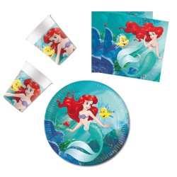 Coffret de fête Disney Princess Ariel Curious 36 pièces avec assiettes de 23 cm