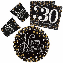 Happy Birthday Happy Birthday Gold 30 Party Set 32 pcs with 23 cm Plate