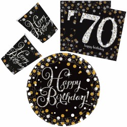 Happy Birthday Happy Birthday Gold 70 party set with 32 pcs 23 cm plate