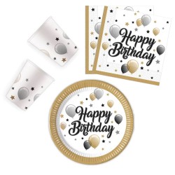 Happy Birthday Milestone Happy Birthday party set with 36 pieces and 23 cm plates