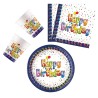 Happy Birthday Multicolor Happy Birthday party set with 36 pcs and 23 cm plate