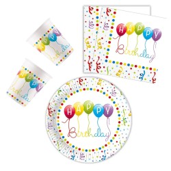 Ensemble de 36 banderoles d'anniversaire Happy Birthday Party avec assiette de 23 cm