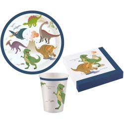 Dinosaur Happy Dinosaur, party set with 36 pieces, 18 cm plates