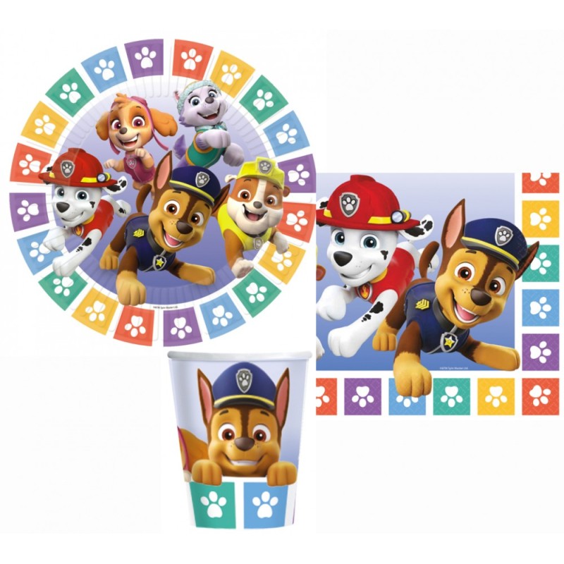 Paw Patrol Color Paws party set, 32 pcs