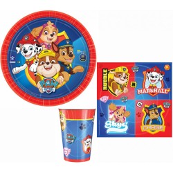 Paw Patrol party set with 32 pieces and 23 cm plate