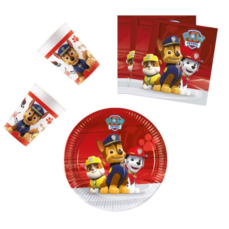 Paw Patrol Ready For Action party set with 36 pieces and 20 cm plates