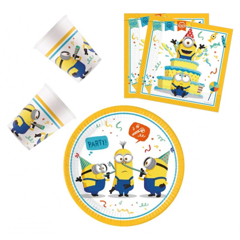 Minions The Rise of Gru party set with 36 pieces and 23 cm plate