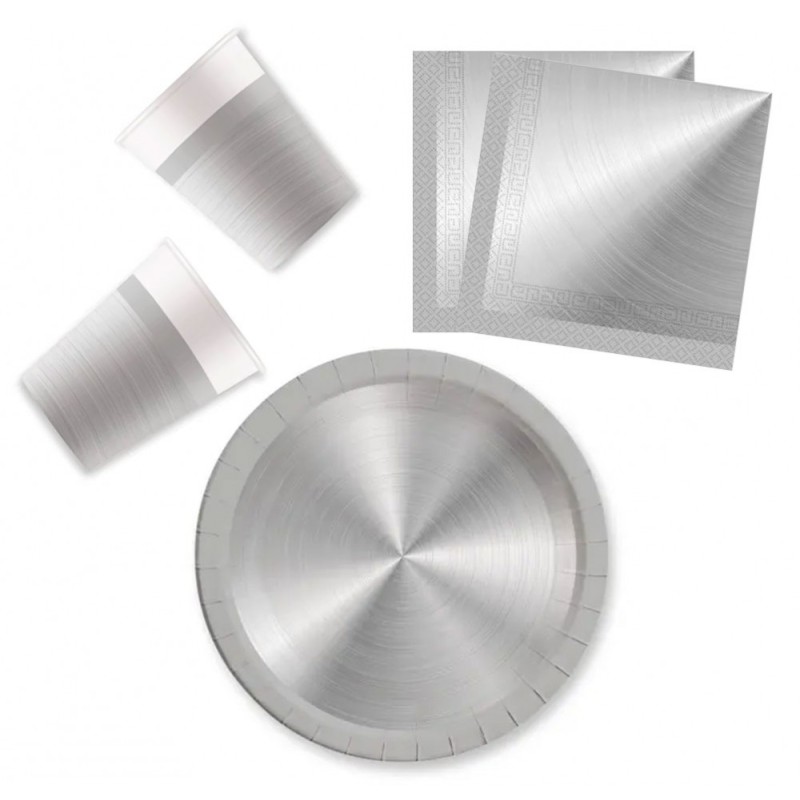 Colour Next Generation Silver, Silver party set 36 pieces with 23 cm plates